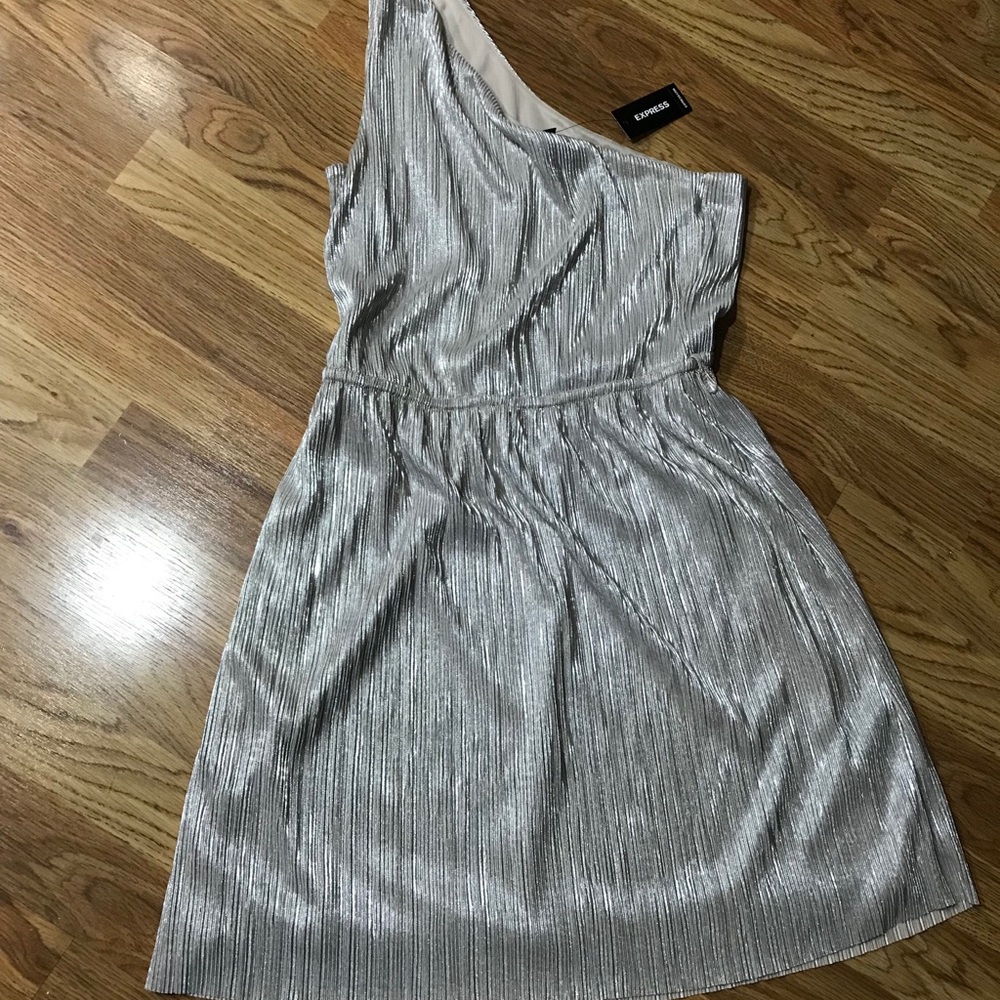 Sparkling silver one shoulder mini dress